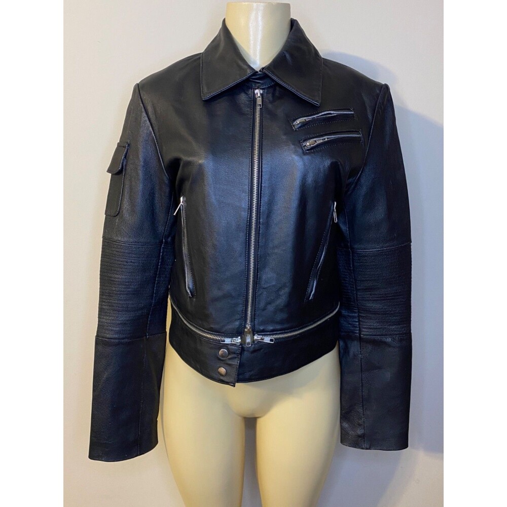 OXYHO Sorento Women's Black Leather Biker Moto Grunge Motorcycle Jacket Size M - Picture 5 of 10